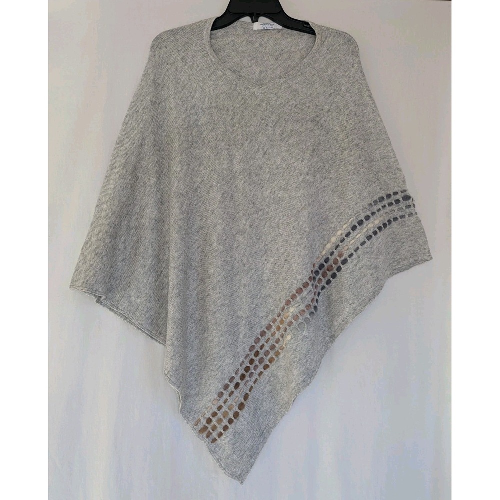 Exclusive Cashmere Cape Womens One Size Gray Sweater Made in Nepal